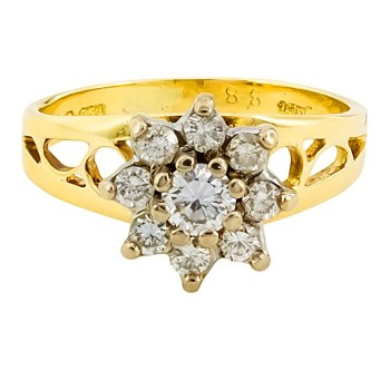 18ct gold Diamond 0.40cts Cluster Ring size K